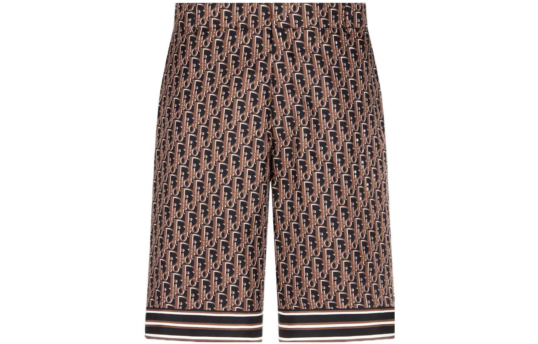 DIOR FW22  Brown Silk Logo Monogram Casual Shorts. 013C121A4751-C587