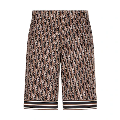 DIOR FW22 Brown Silk Logo Monogram Casual Shorts. 013C121A4751-C587