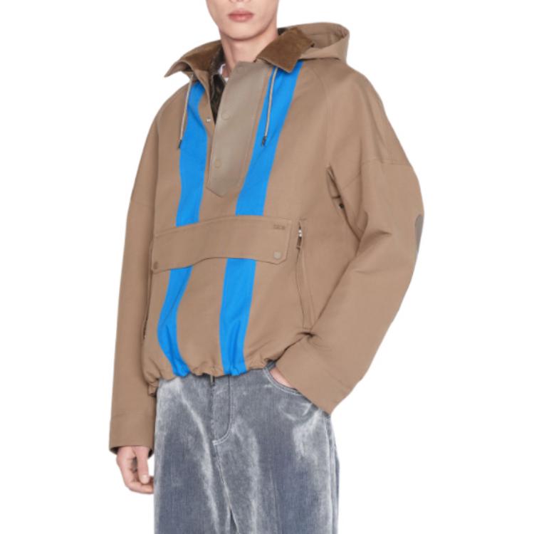 DIOR FW22  Contrast Striped Hooded Jacket Brown 293C405A5556-C785 圖 6