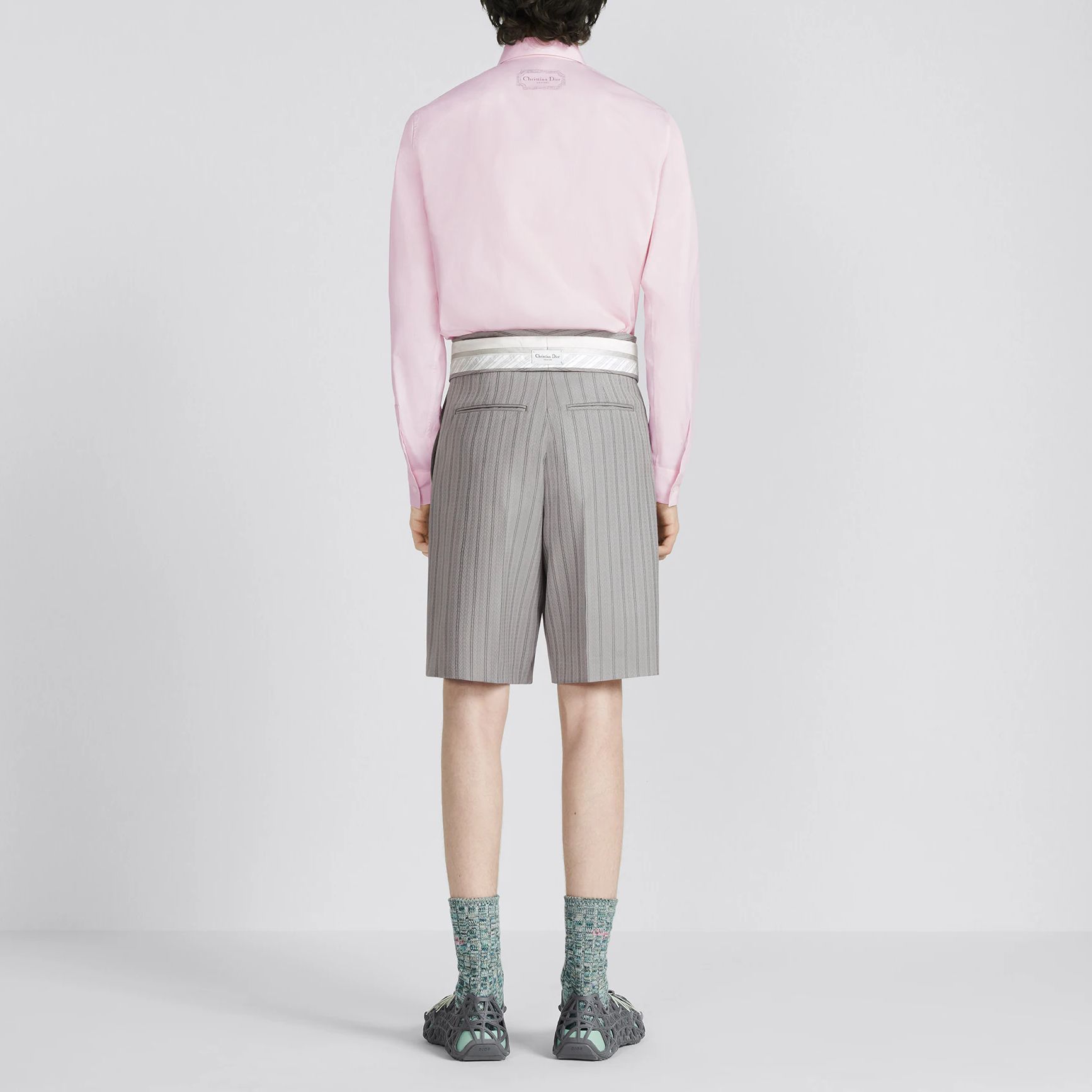 DIOR FW22  Gray Mid-Rise Straight Shorts with Contrasting Stripe Trim 383C132A5718-C888 圖 6