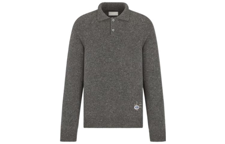 Order DIOR FW22 Polo Gris Bordado de Manga Larga con Botones. 243M830AT449_C840