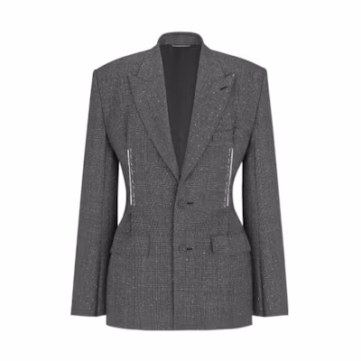 DIOR FW22 Grey Spotted Print Tailored Blazer Jacket 243C252A5633-C880