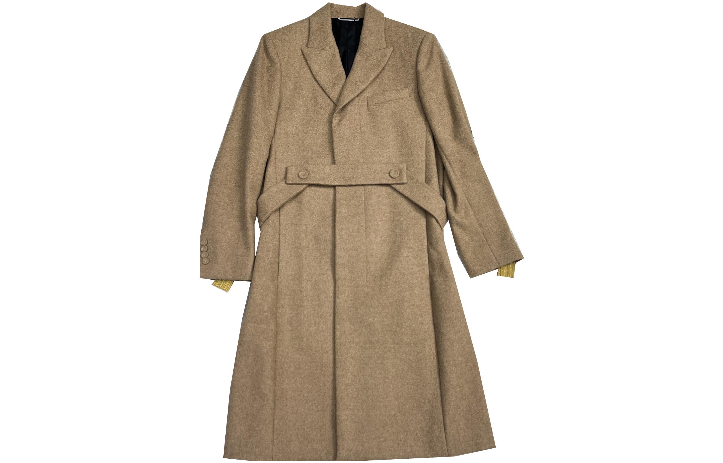 DIOR FW22  Khaki Mid-Length Solid Color Coat 143C361A5303-C181