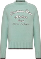 DIOR FW22 Light Green Crewneck Sweater with Logo Embroidery. 213M640AT298-C688 DIOR FW22 Light Green Crewneck Sweater with Logo Embroidery. 213M640AT298-C688