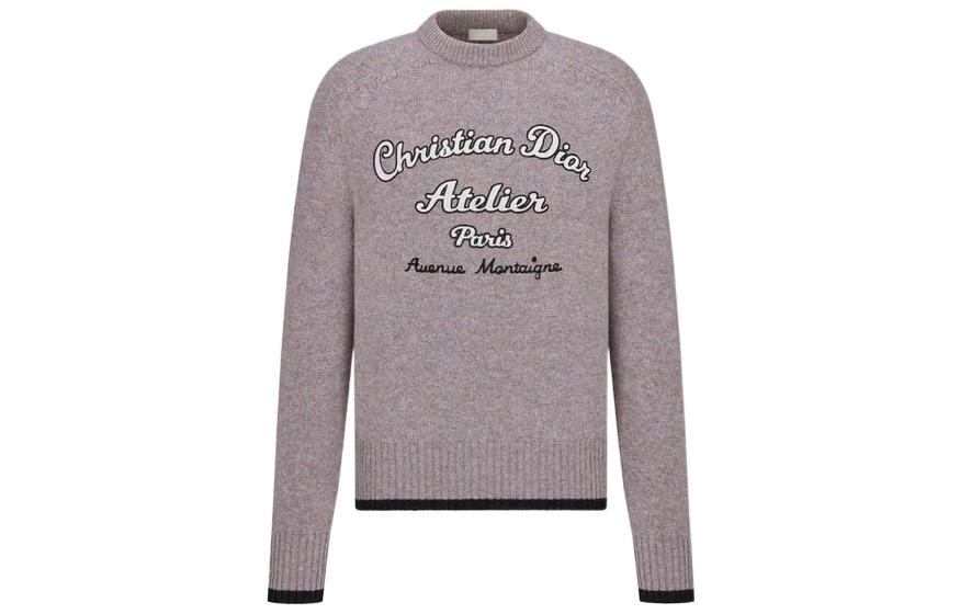 DIOR FW22  Light Purple Knit Sweater with Letter Embroidery. 213M640AT298-C889