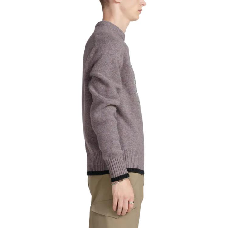 Details for DIOR FW22 Baju Sejuk Rajut Ungu Muda dengan Sulaman Huruf. 213M640AT298-C889