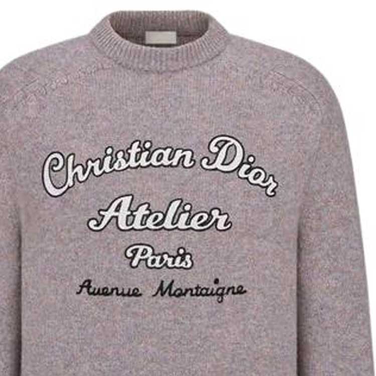 Cheap DIOR FW22 Baju Sejuk Rajut Ungu Muda dengan Sulaman Huruf. 213M640AT298-C889