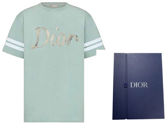 DIOR FW22 條紋短袖印花T恤 淺綠色 293J659A0554-C680 Shop DIOR FW22 條紋短袖印花T恤 淺綠色 293J659A0554-C680