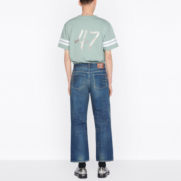 Cheap DIOR FW22 ロゴプリント ストライプ 半袖 Tシャツ ライトグリーン. 293J659A0554-C680