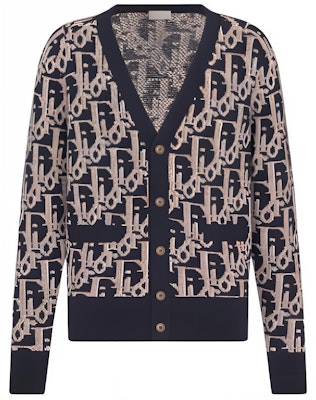 DIOR FW22 徽標V領針織開襟毛衣 海軍藍 213M233AT393-C581 Buy DIOR FW22 徽標V領針織開襟毛衣 海軍藍 213M233AT393-C581