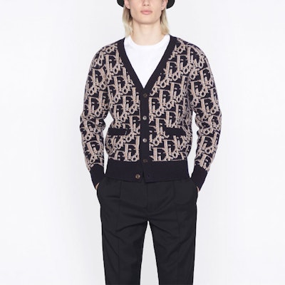 DIOR FW22 徽標V領針織開襟毛衣 海軍藍 213M233AT393-C581 Details for DIOR FW22 徽標V領針織開襟毛衣 海軍藍 213M233AT393-C581