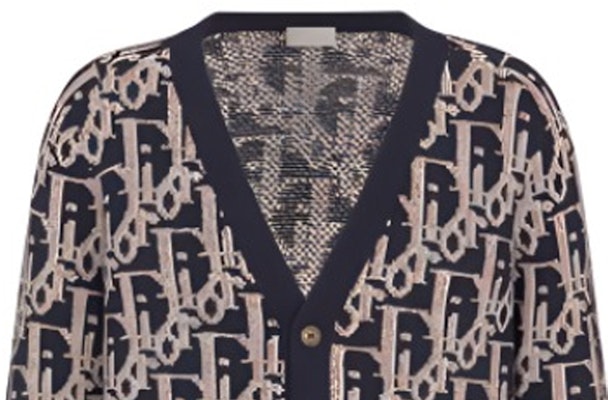 DIOR FW22 徽標V領針織開襟毛衣 海軍藍 213M233AT393-C581 Cheap DIOR FW22 徽標V領針織開襟毛衣 海軍藍 213M233AT393-C581