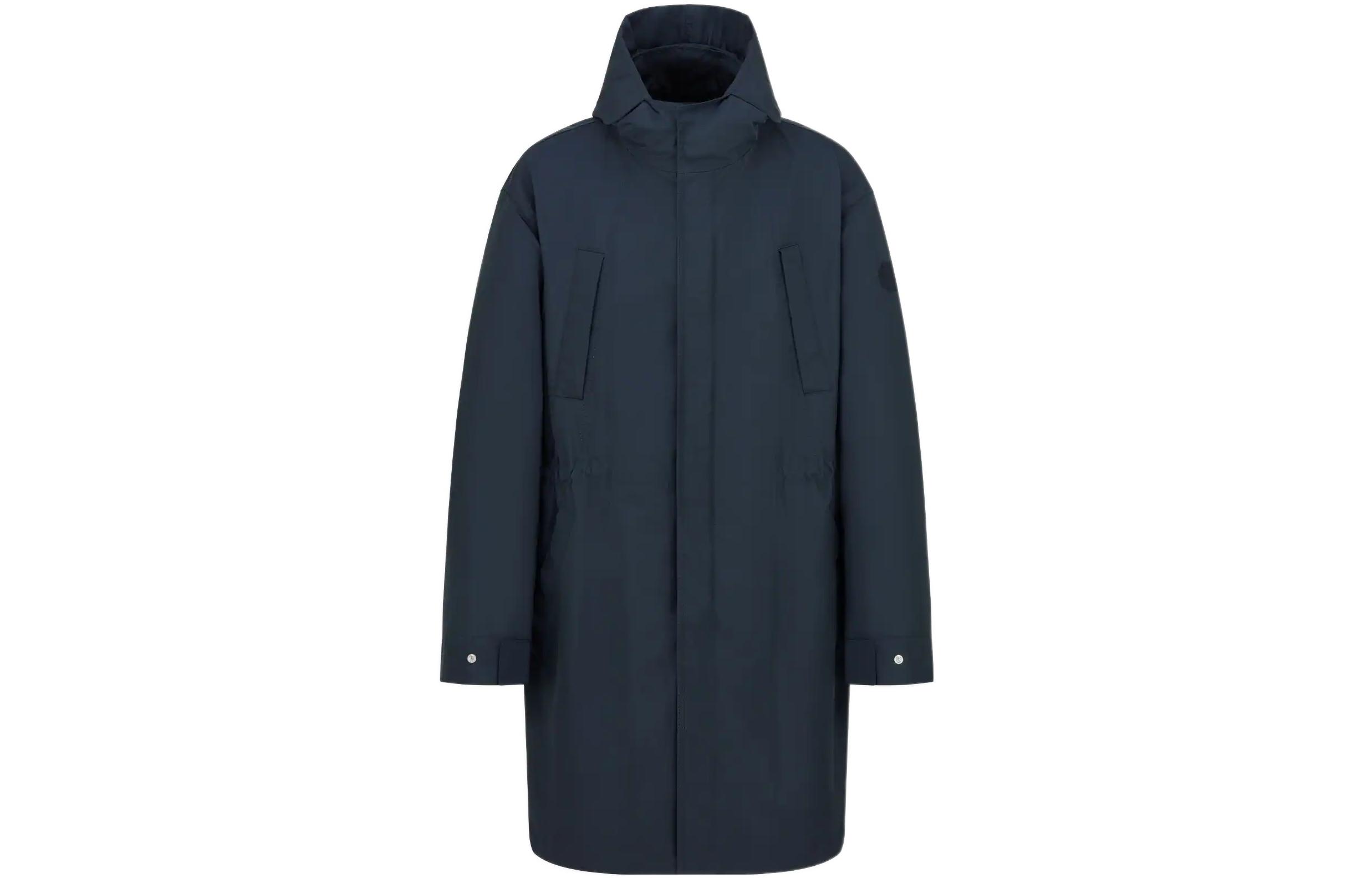 Order DIOR FW22  Navy Blue Hooded Mid-Length Coat Cotton Blend 313C304A4533-C585