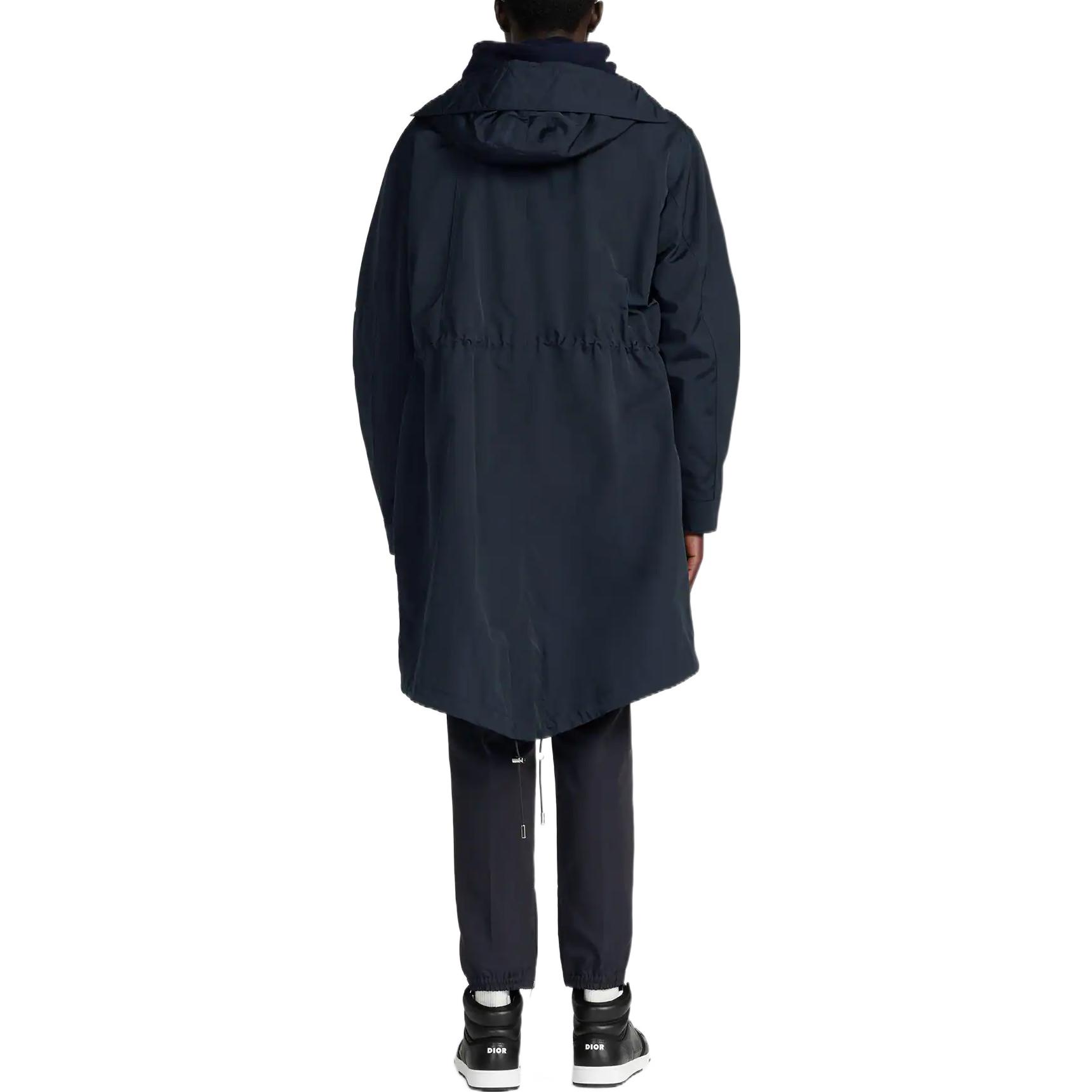 Purchase DIOR FW22  Navy Blue Hooded Mid-Length Coat Cotton Blend 313C304A4533-C585