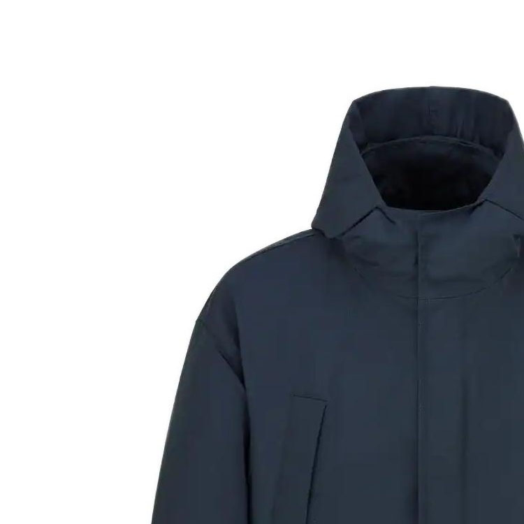 Sizing DIOR FW22  Navy Blue Hooded Mid-Length Coat Cotton Blend 313C304A4533-C585