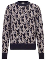 DIOR FW22 Navy Blue Logo Print Pullover Knit Sweater. 193M638AT393-C581 DIOR FW22 Navy Blue Logo Print Pullover Knit Sweater. 193M638AT393-C581