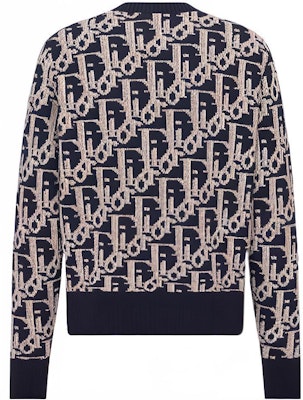 DIOR FW22 Baju Sejuk Rajut Logo Cetak Biru Navy. 193M638AT393-C581 Lookbook DIOR FW22 Baju Sejuk Rajut Logo Cetak Biru Navy. 193M638AT393-C581