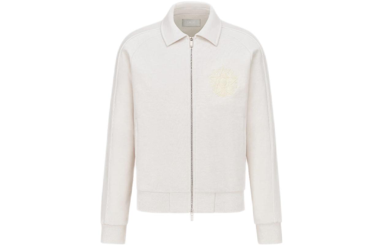 DIOR FW22  Off-White Jacket with Embroidered Star Pattern. 243J432A0802-C080