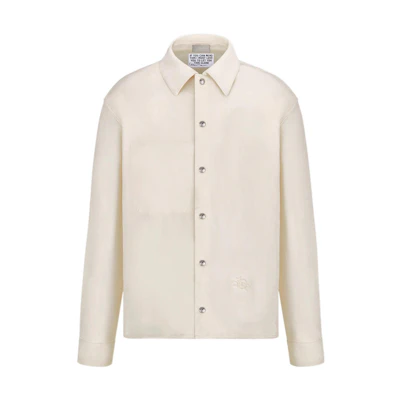 DIOR FW22 Off-White Logo Long Sleeve Shirt. 283D493BY512-C110