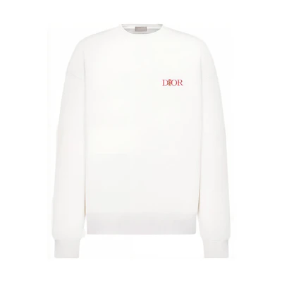 DIOR FW22 Oversized Pullover Sweatshirt White with Floral Logo Pattern 293J674H0531-C084
