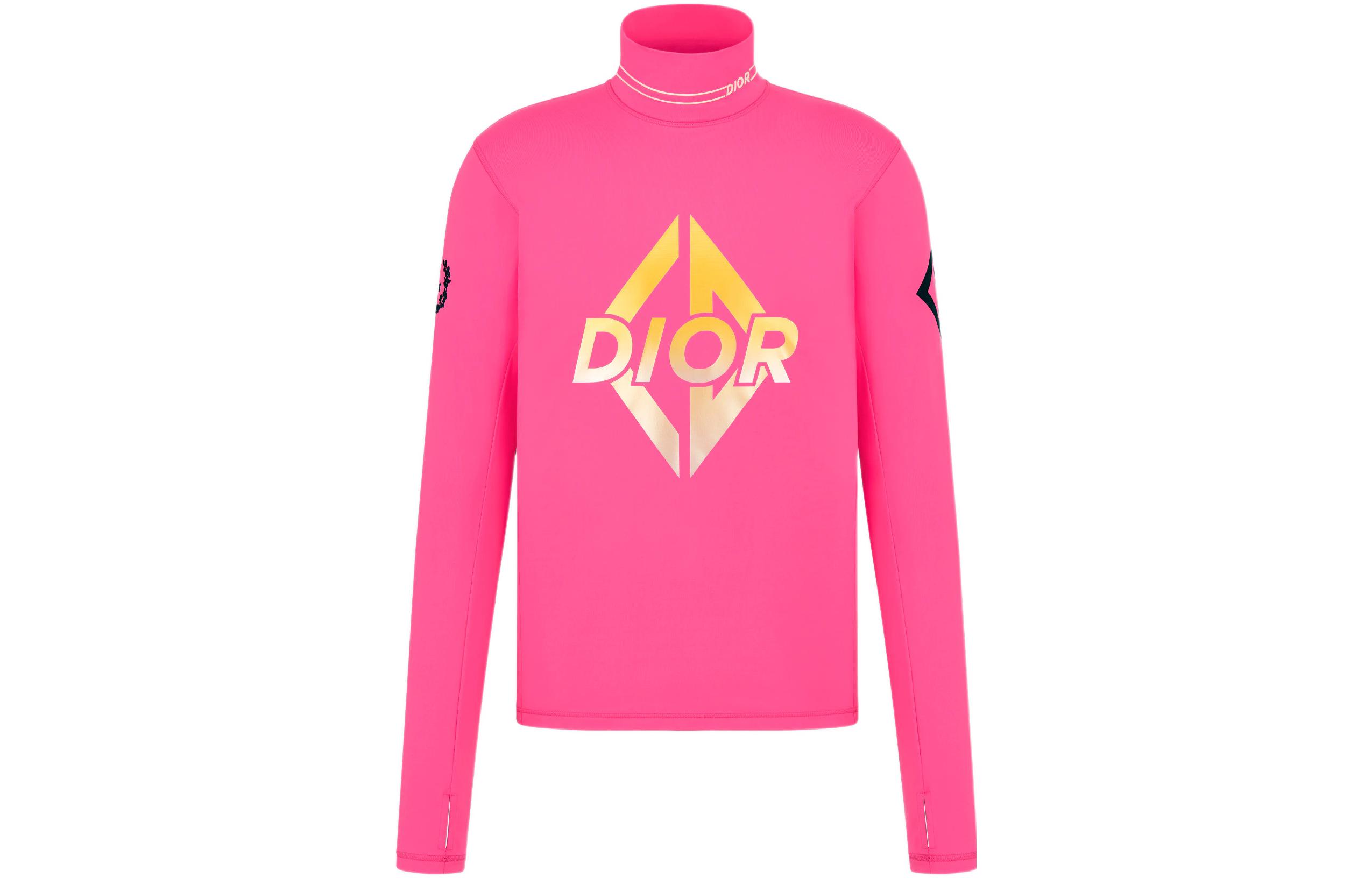 DIOR FW22  Pink Knit Sweater with Logo Letter Print. 313J635A0744-C482