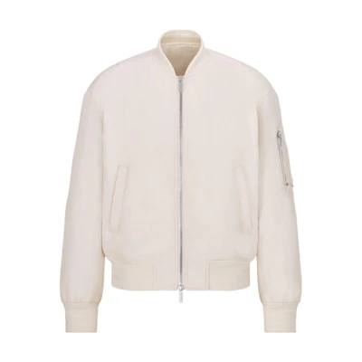 DIOR FW22 Solid Color Zip-Up Flight Jacket Off-White 943C439J5515-C180
