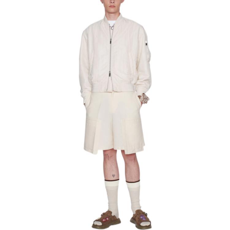 DIOR FW22  Solid Color Zip-Up Flight Jacket Off-White 943C439J5515-C180 圖 4