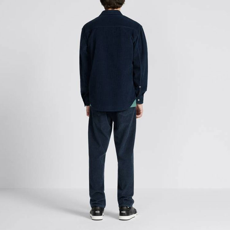 Purchase DIOR FW22 Celana Kasual Straight-Leg Solid Navy Blue 313D014B5707-C540