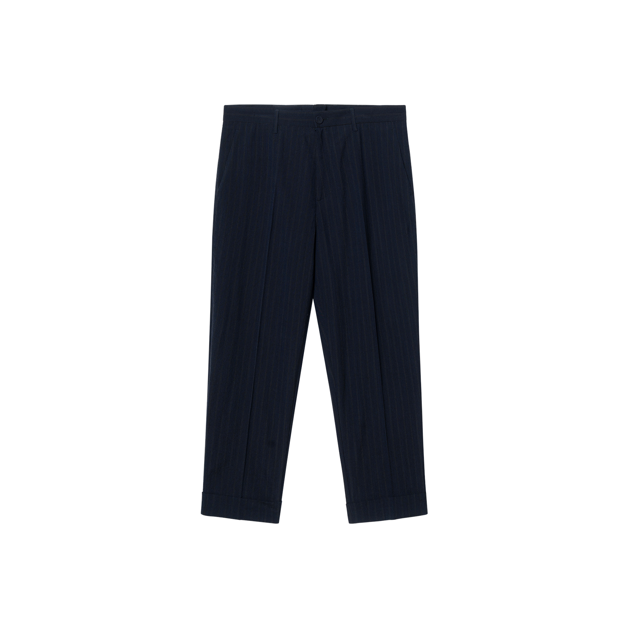 DIOR FW22  Solid Stripe Straight-Leg Cuffed Casual Pants Blue 113C127A5628-C589