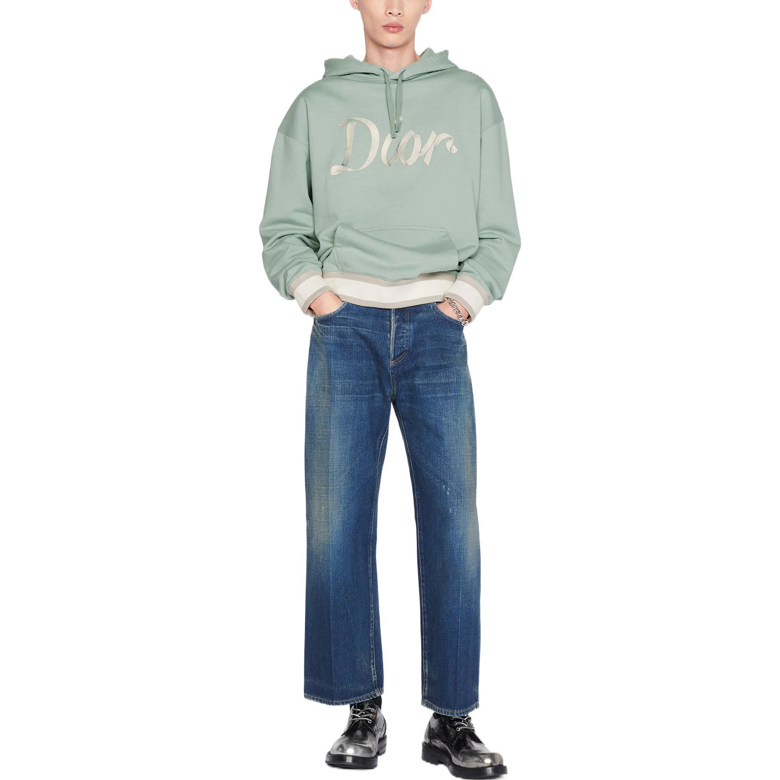 Shop DIOR FW22 Jeans Rectos Bolsillo con Cremallera Denim Azul 293D009AY513-C520