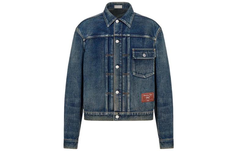 DIOR FW22  Washed Cotton Patch Single-Breasted Denim Jacket Blue 293D489AY513-C520