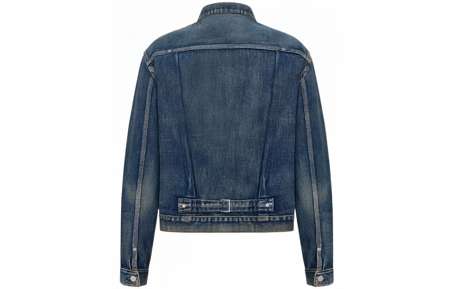 Lookbook DIOR FW22 洗水棉布拼貼單排扣藍色牛仔外套 293D489AY513-C520