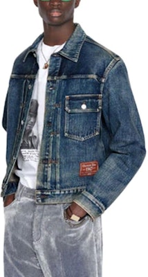 DIOR FW22 洗水棉布拼貼單排扣藍色牛仔外套 293D489AY513-C520 Details for DIOR FW22 洗水棉布拼貼單排扣藍色牛仔外套 293D489AY513-C520