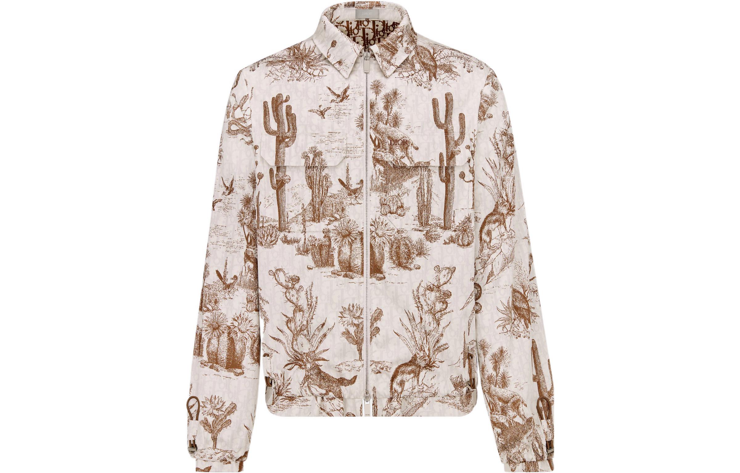 Order DIOR FW22 Jaket Zip Putih Cactus Print 213C522C5531-C181