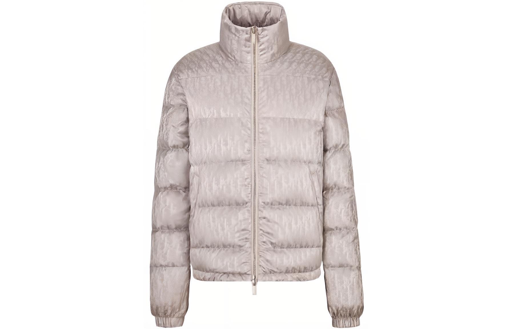 DIOR FW22  White Logo Jacquard Zip-Up Down Jacket 943C449A4462-C489