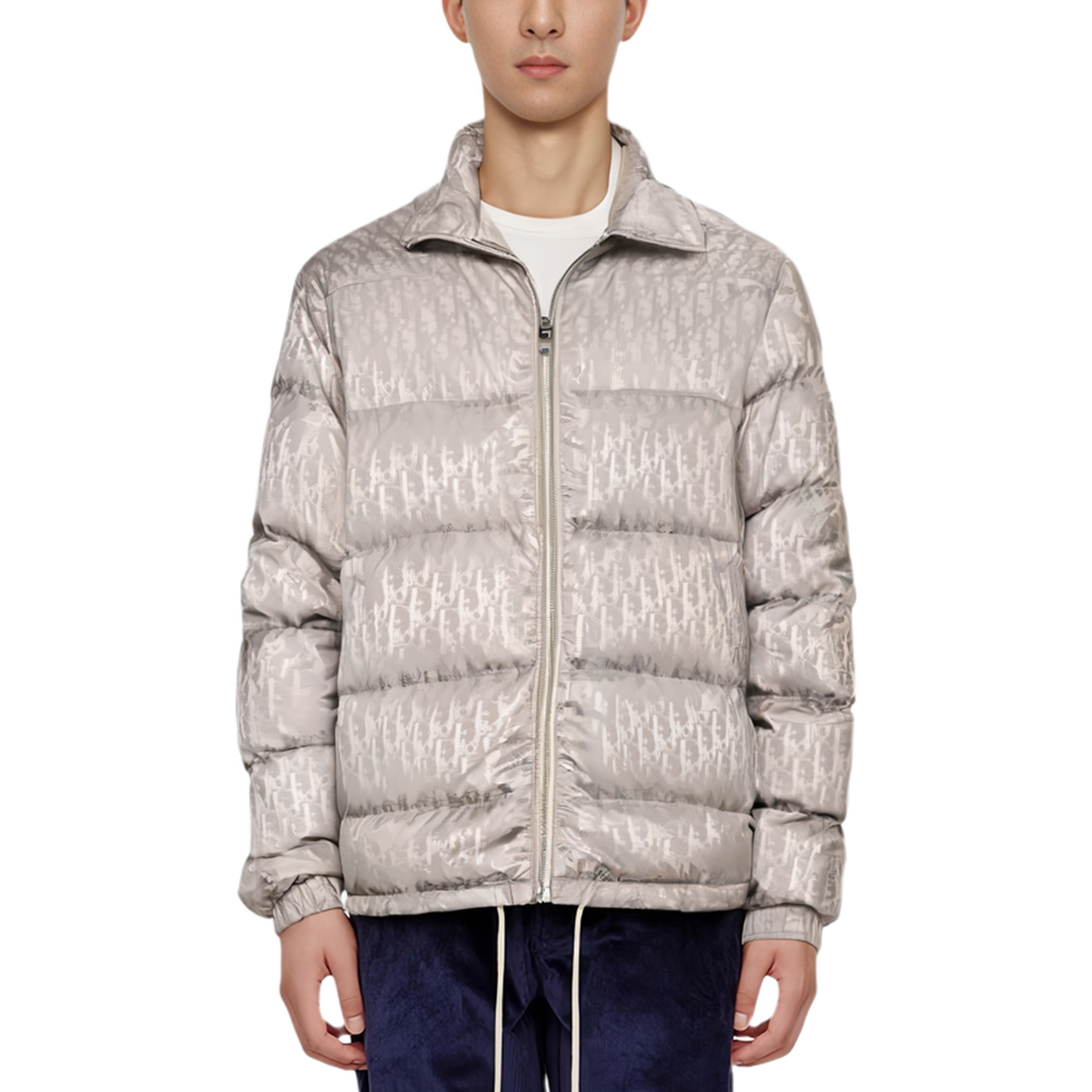 Purchase DIOR FW22  White Logo Jacquard Zip-Up Down Jacket 943C449A4462-C489