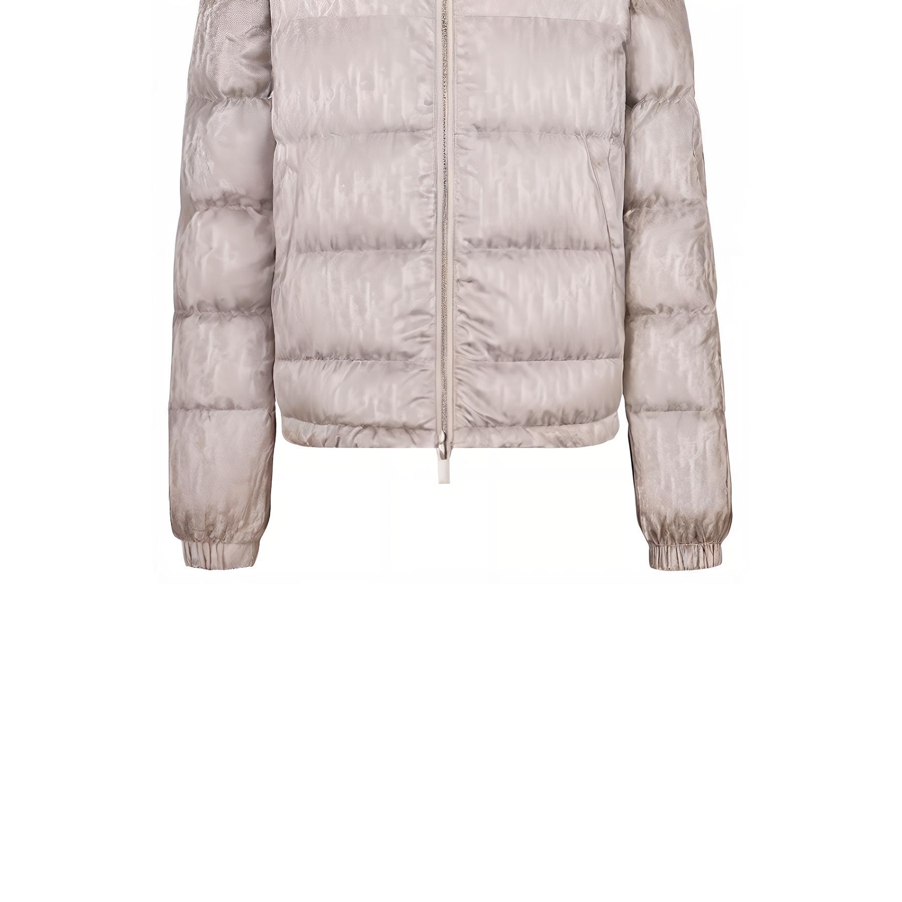 Cheap DIOR FW22  White Logo Jacquard Zip-Up Down Jacket 943C449A4462-C489