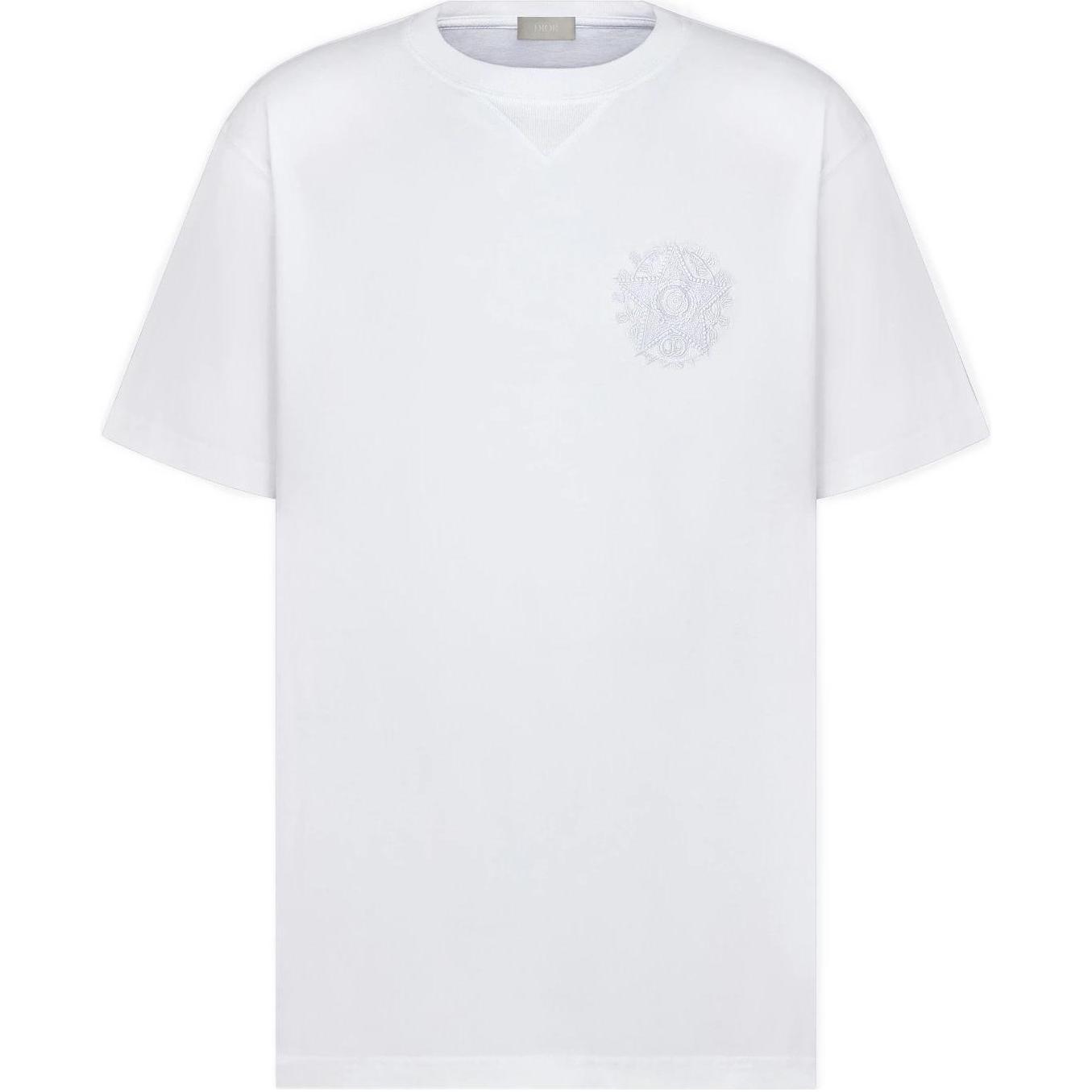 DIOR FW22  White Logo Print Crewneck Short-Sleeve T-Shirt. 243J685C0677-C080