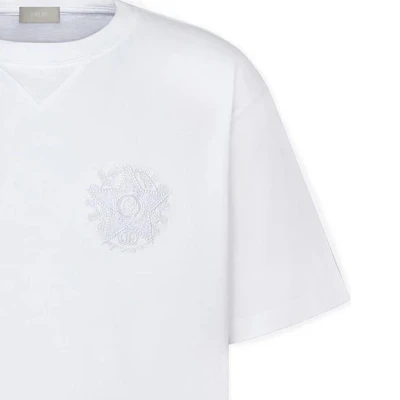 DIOR FW22 White Logo Print Crewneck Short-Sleeve T-Shirt. 243J685C0677-C080 Cheap DIOR FW22 White Logo Print Crewneck Short-Sleeve T-Shirt. 243J685C0677-C080