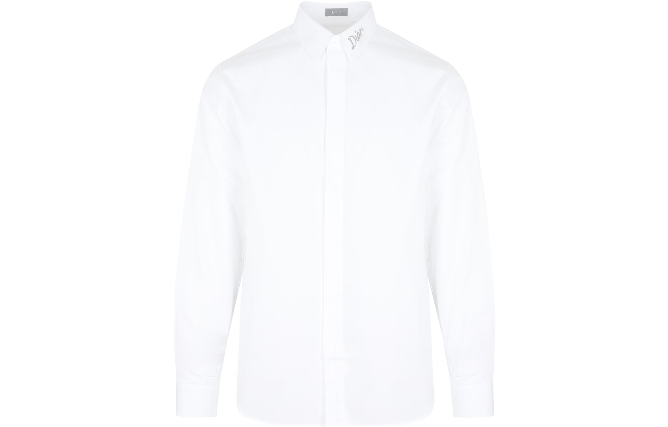 Order DIOR FW22 白色刺繡長袖襯衫 經典扣式設計。 293C522A1581-088