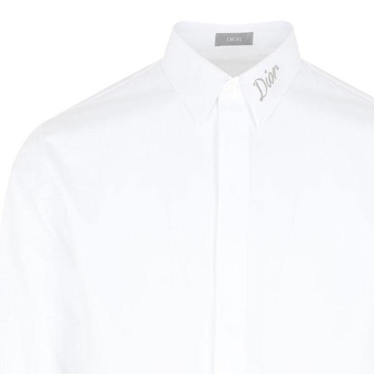 Purchase DIOR FW22 白色刺繡長袖襯衫 經典扣式設計。 293C522A1581-088