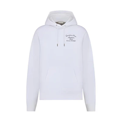 DIOR FW22 White Pullover Hoodie with Logo Embroidery. 293J698A0531-C088