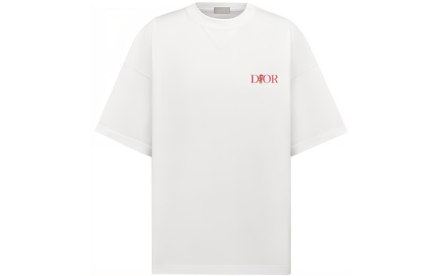 DIOR FW22  White T-Shirt with Rose Pattern Logo Design. 243J685A0677-C084 圖 3