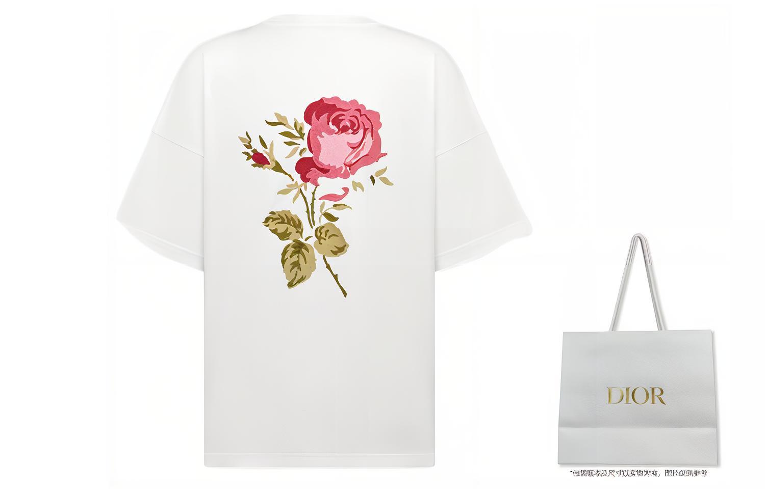 DIOR FW22  White T-Shirt with Rose Pattern Logo Design. 243J685A0677-C084 圖 4
