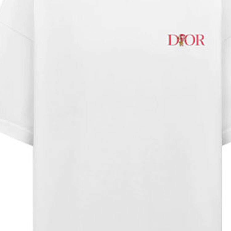 DIOR FW22  White T-Shirt with Rose Pattern Logo Design. 243J685A0677-C084 圖 8
