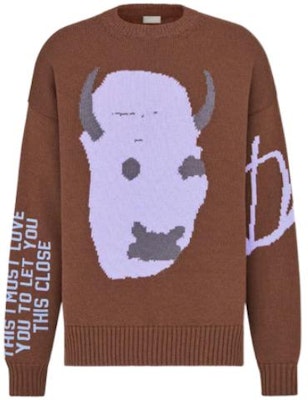 DIOR FW22 Abstract Letter Pattern Wool Sweater Mocha Brown Fashion. 283M661AT314-C784 Buy DIOR FW22 Abstract Letter Pattern Wool Sweater Mocha Brown Fashion. 283M661AT314-C784