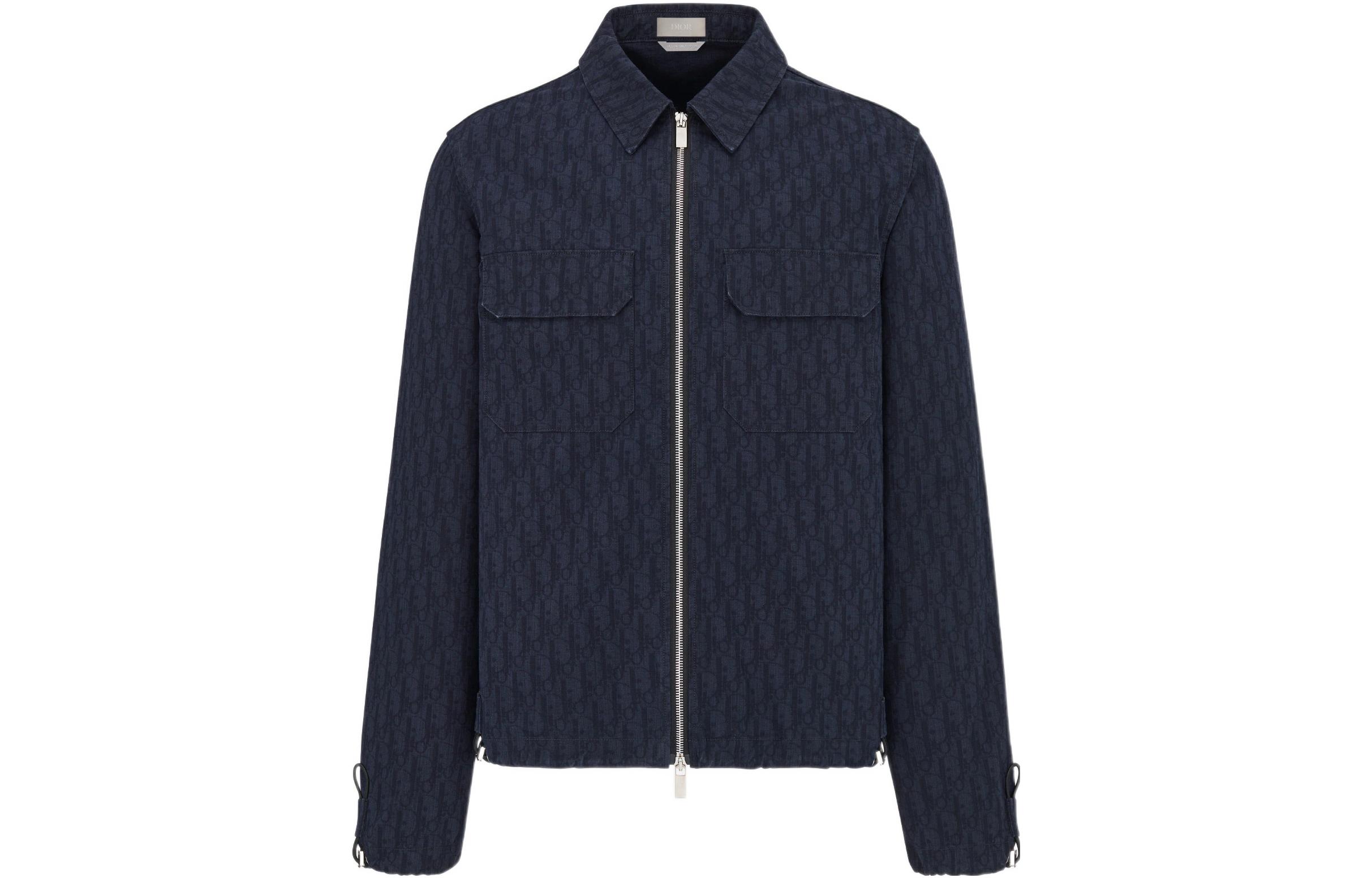 DIOR FW22 All-Over Logo Collared Jacket Blue 243D587AY517-C589