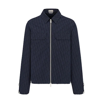 DIOR FW22 All-Over Logo Collared Jacket Blue 243D587AY517-C589