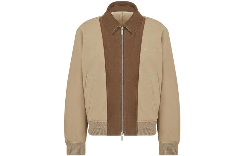 DIOR FW22 Beige Canvas Leather Embroidered Jacket 313C417A5673-C181
