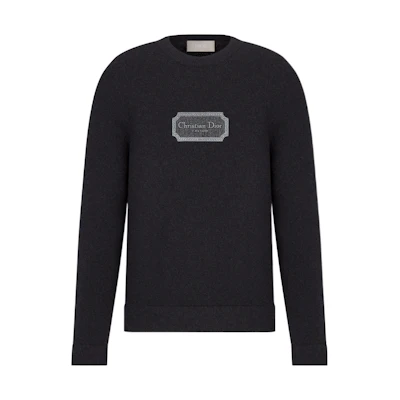 DIOR FW22 Black Round Neck Knit Pullover Wool Sweater for Men 243M645AT47-4988